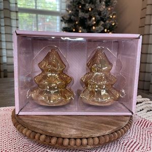 GOLD Tree 🩷 Salt and Pepper Shakers Peppermint and Pine NIB